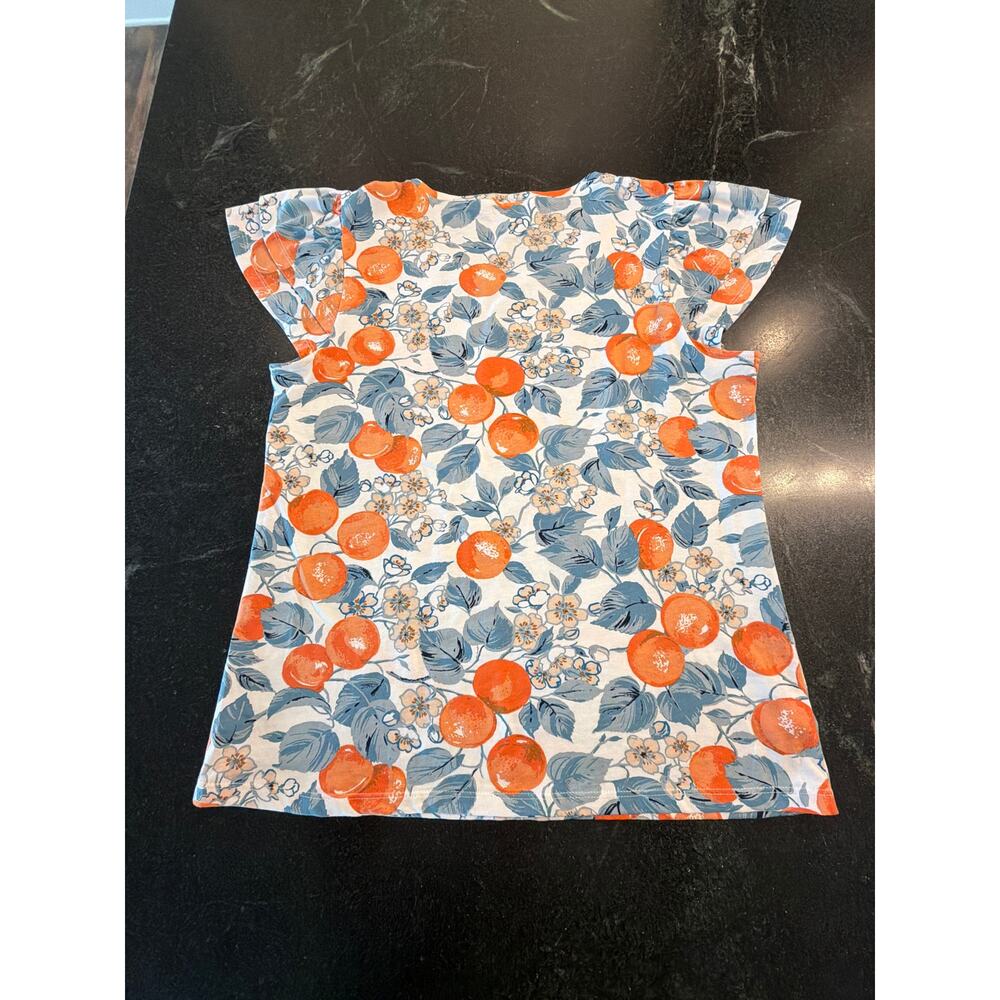 Ann Taylor Factory citrus fruits flutter sleeve tee M 100% Cotton - Picture 7 of 10